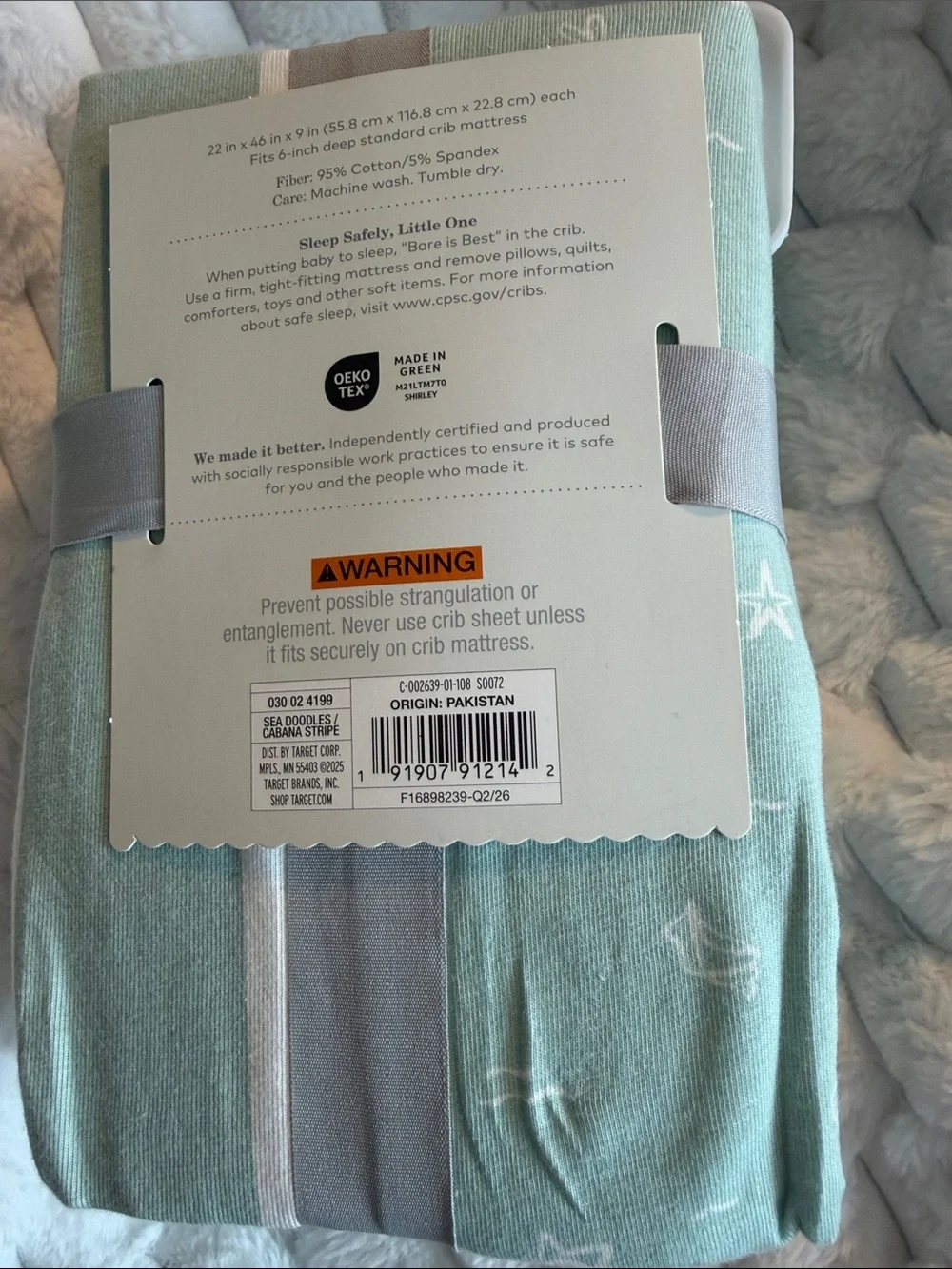 cloud island Green Striped Jersey Crib Sheets - 2-Pack